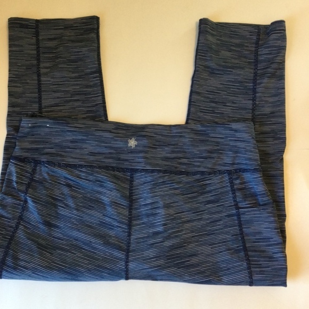 Tek Gear Dry Tek Active Wear Sport Blue & White Stretch Capris Size 1X